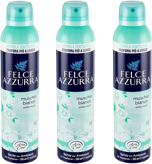 Felce Azzurra Spray 3x per Ambienti Muschio Bianco Stanza Spray Muschio Bianco 250ml