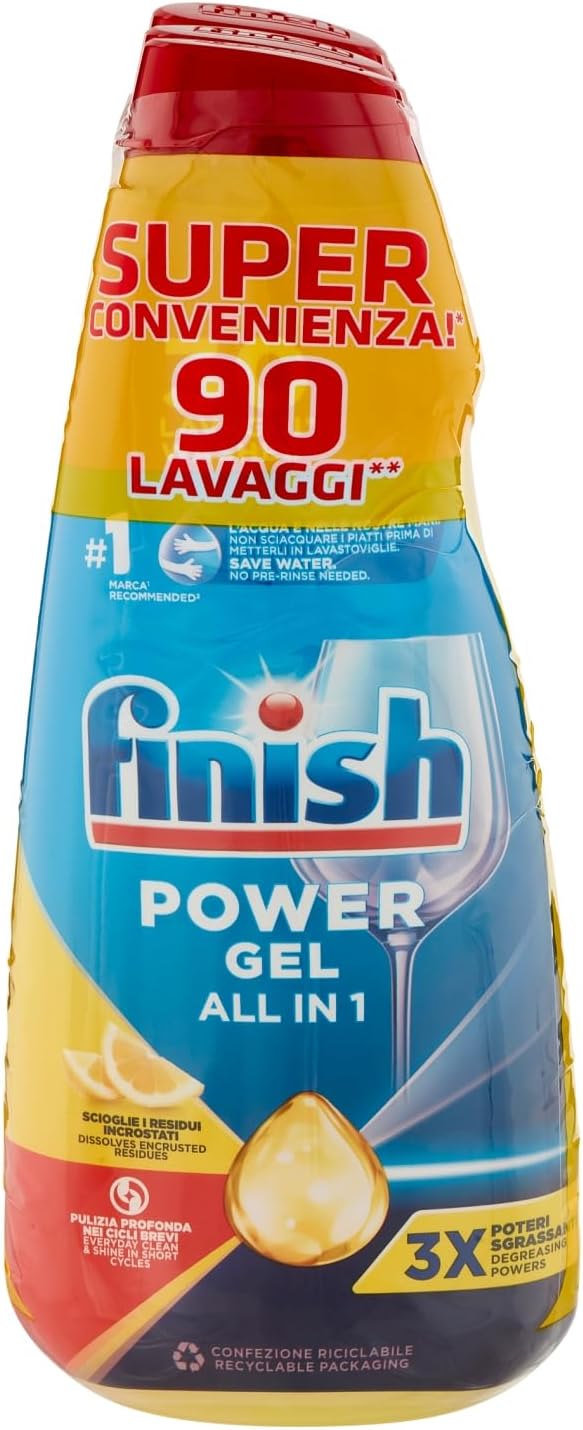 Finish Power Gel Lemon Gel Lavastoviglie, 3 x 600ml