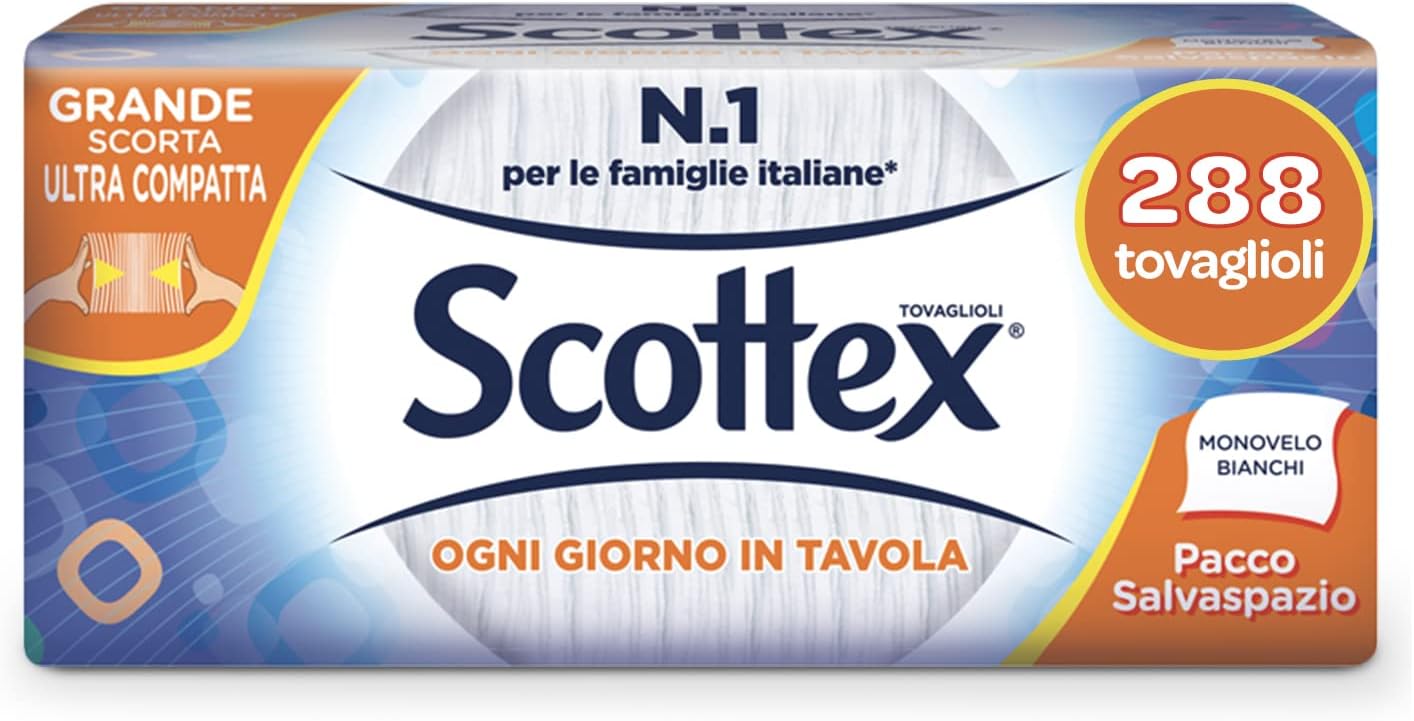 Scottex Tovaglioli Monovelo Formato Salvaspazio Scorta, 1 Confezione da 288 Tovaglioli