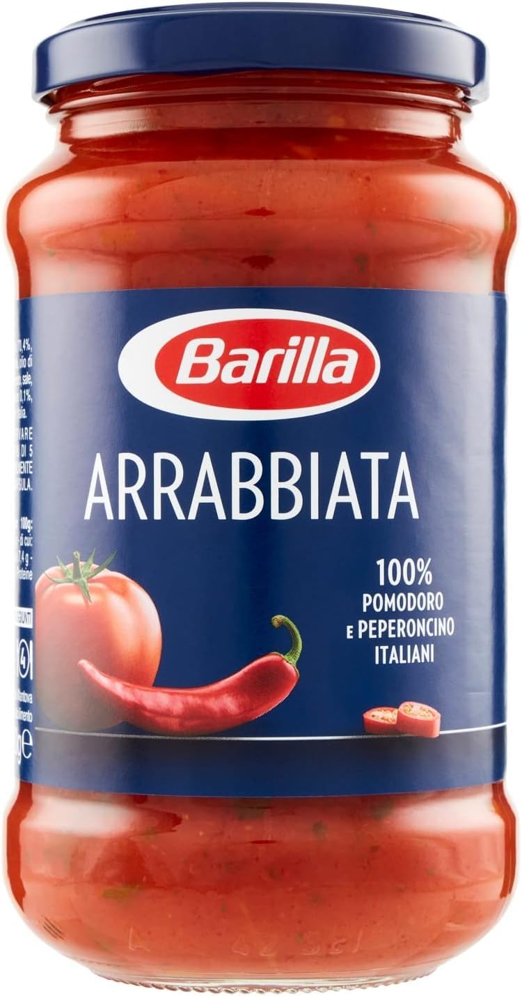 Barilla Sugo Arrabbiata con Pomodoro e Peperoncini Italiani, Sugo Pronto Senza Glutine e Senza Conservanti Aggiunti, 400 g (Confezione da 10)