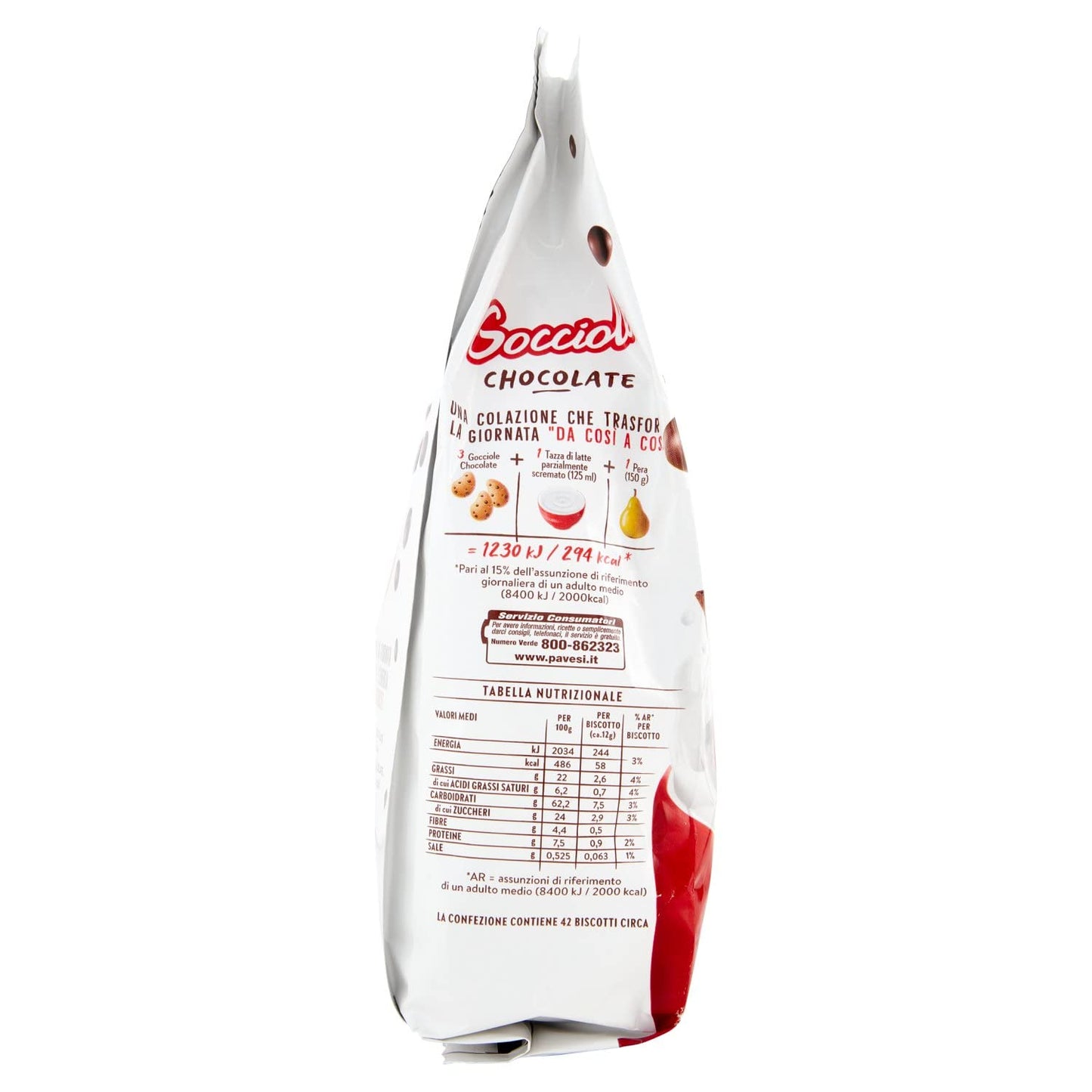 Pavesi Biscotti Frollini Gocciole Cioccolato, 500g (Confezione da 4)