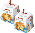 set 2 confezioni di Panettone Classico Maina Senza Lattosio da 750 gr + Pallina tag Augurale in legno personalizzabile per un natale originale e lactose free xmas
