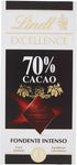 Lindt Tavoletta Cioccolato Excellence 70% Cacao Noir Intense, 100g