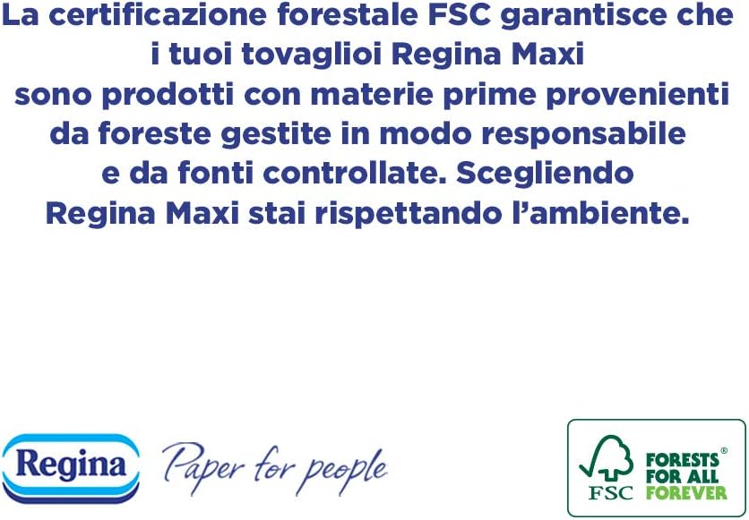 Regina Maxi - 250 Tovaglioli a 1 Velo, Pratici e Vivaci, Decorazioni Assortite, 100% Pura Cellulosa Certificata FSC