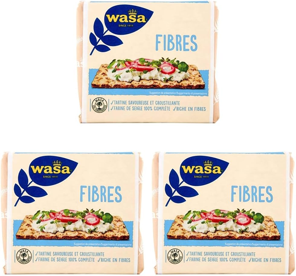 Wasa Fibres, Cracker con 100% Segale Integrale, 230 g, Ricchi di Fibre (Confezione da 3)