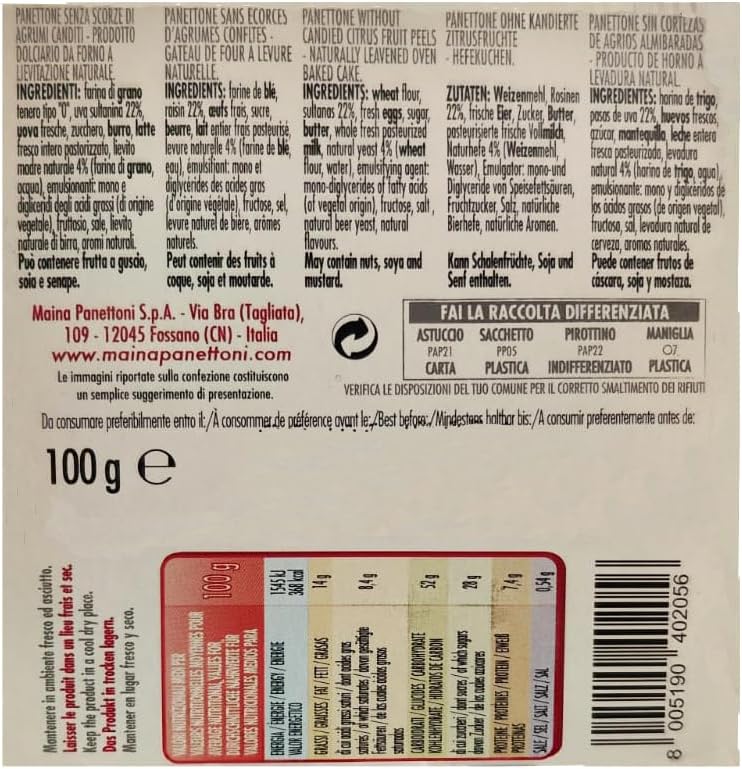 6X Maina il Panettone Mini Buono e Soffice con Uvetta e senza Canditi 100g - Natale 2023 [RASPADA® BOX da 6 Confezioni]