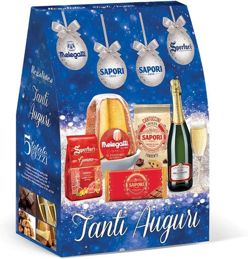 Zeus Party Strenna Natalizia "Tanti Auguri" Cesto Regalidea con 5 Specialità Italiane