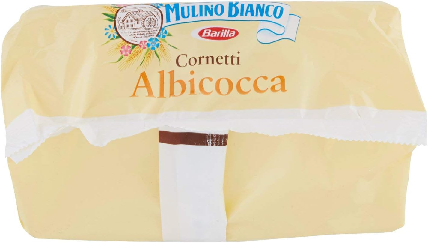 Mulino Bianco Cornetti con Confettura di Albicocche 100% Italiane - 6 brioches - 300 g