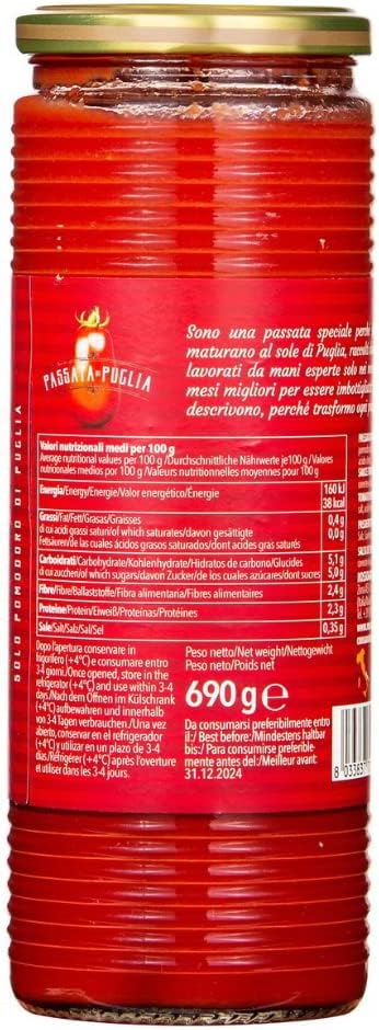 Passata di Pomodoro Di Puglia Rosso Gargano Tradizionale 12 bottiglie Da 700 Ml