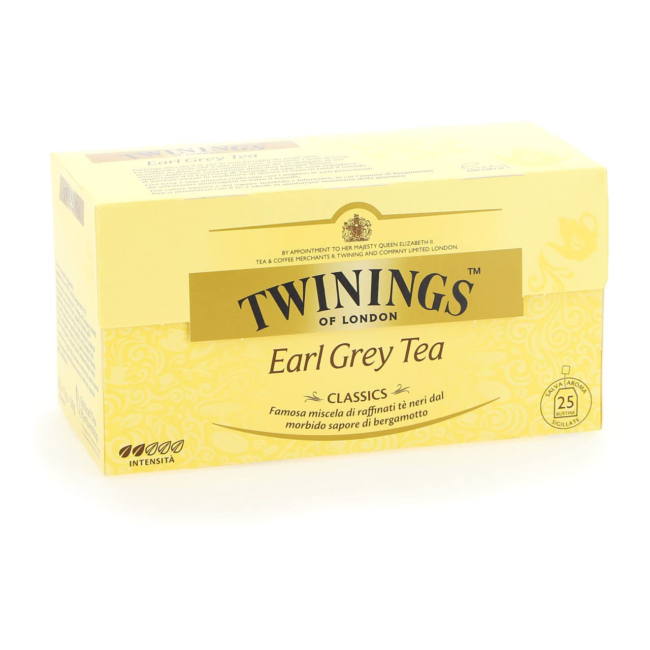 Twinings, Earl Grey Tea, Miscela di Tè Neri Selezionati con Aroma al Bergamotto, Gusto Morbido e Bilanciato, Infusi e Tisane, 12 Confezione da 25 Filtri