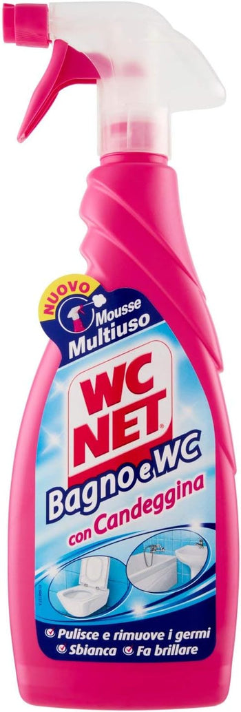 Wc Net - Bagno e Wc con Candeggina, Detergente Spray per Sanitari e Superfici, Azione Igienizzante e Sbiancante, 600 ml