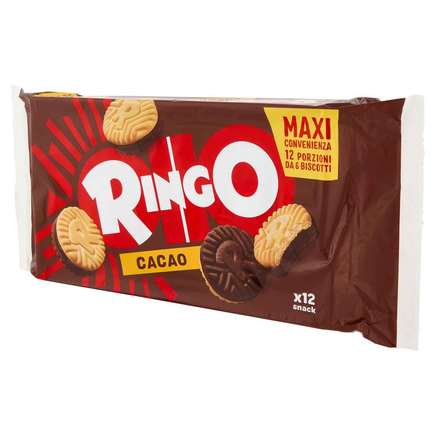 Pavesi Snack Ringo Cacao, Biscotti Farciti con Crema al Gusto Cioccolato