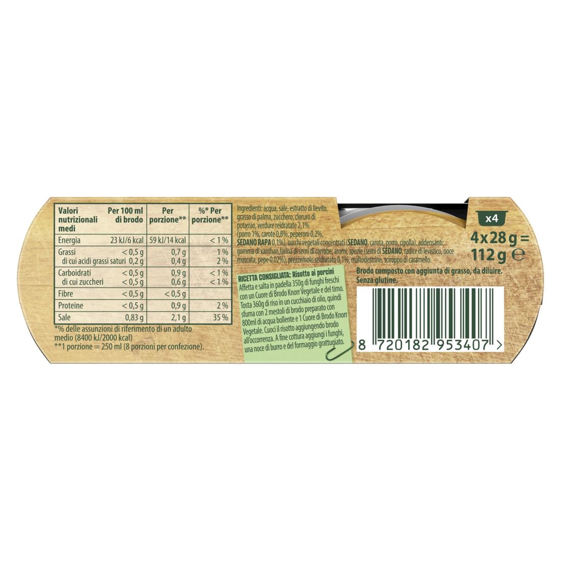 Cuore di Brodo Vegetale -25% sale, per il brodo o per insaporire, 4x28g