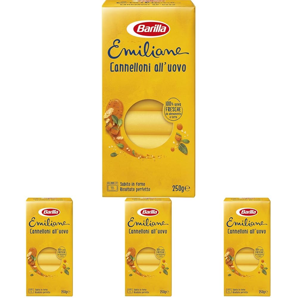 Barilla Pasta all' Uovo Le Emiliane Cannelloni, 250g (Confezione da 4)