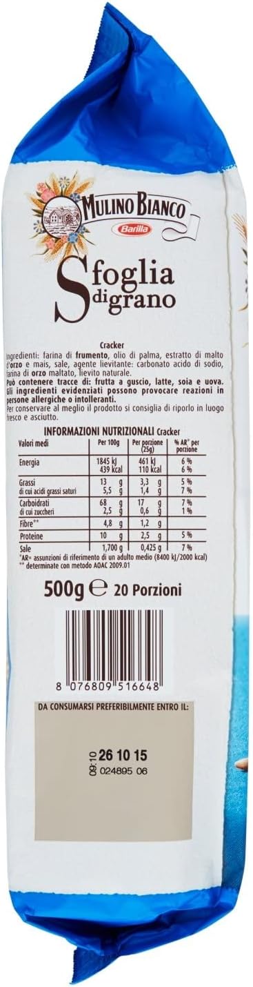 3 x Mulino Bianco Barilla Cracker Cracker Non Salati Non Salati 500 g Italia