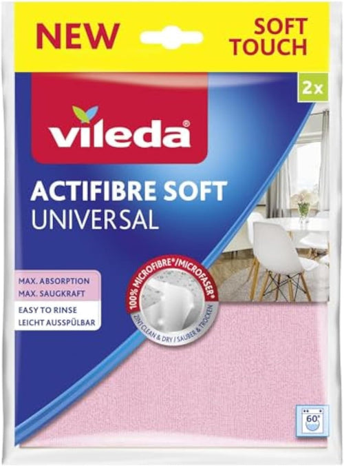 Vileda Actifibre Panni Microfibra Ultra Assorbente, 2 Pezzi