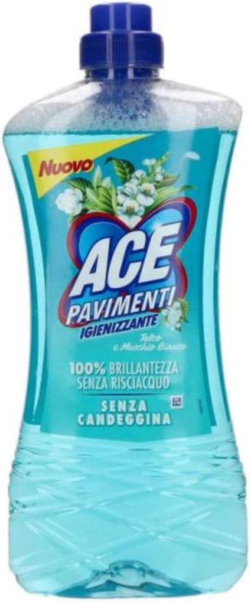 ACE PAVIMENTI IGIENIZZANTE TALCO E MUSCHIO BIANCO 8 FLACONI DA 1 LT (8)