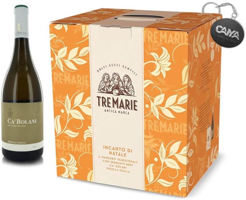 Tre Marie Incanto di Natale il Pandoro Tradizionale con Spumante Brut Ca' Bolani Ribolla Gialla 750g - Confezione Regalo Natale 2023