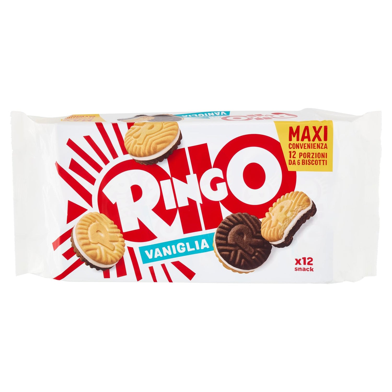 Pavesi Snack Ringo Vaniglia, Biscotti Farciti con Crema al Gusto Vaniglia, Snack per Merenda o Pausa Studio, Formato Bipacco Confezione da 660 g