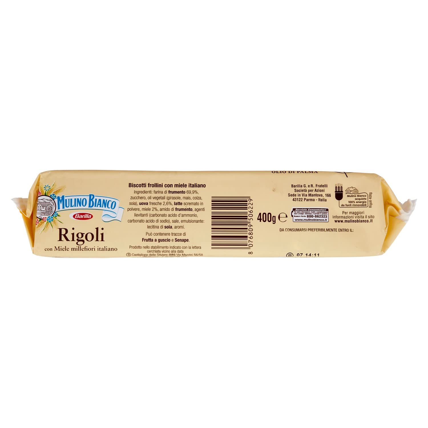 Mulino Bianco Biscotti Frollini Rigoli con Miele, 400g (Confezione da 6)