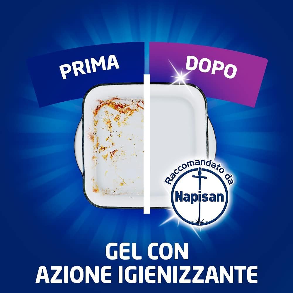 Finish Quantum +Igiene Gel, Gel Detersivo Per Lavastoviglie Liquido Raccomandato da Napisan, Multiazione, Fresh,26 Lavaggi, 560 ml