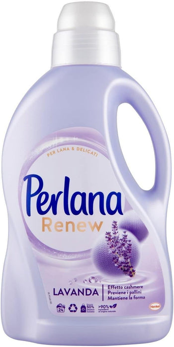 Perlana Renew Lana Lavanda, detersivo lavatrice, effetto cachmere, previene i pallini, confezione singola da 24 lavaggi