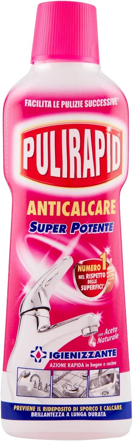 Pulirapid Anticalcare, su inox e ceramica, con aceto naturale, 500 ml, 1 pezzo - [confezione da 16]