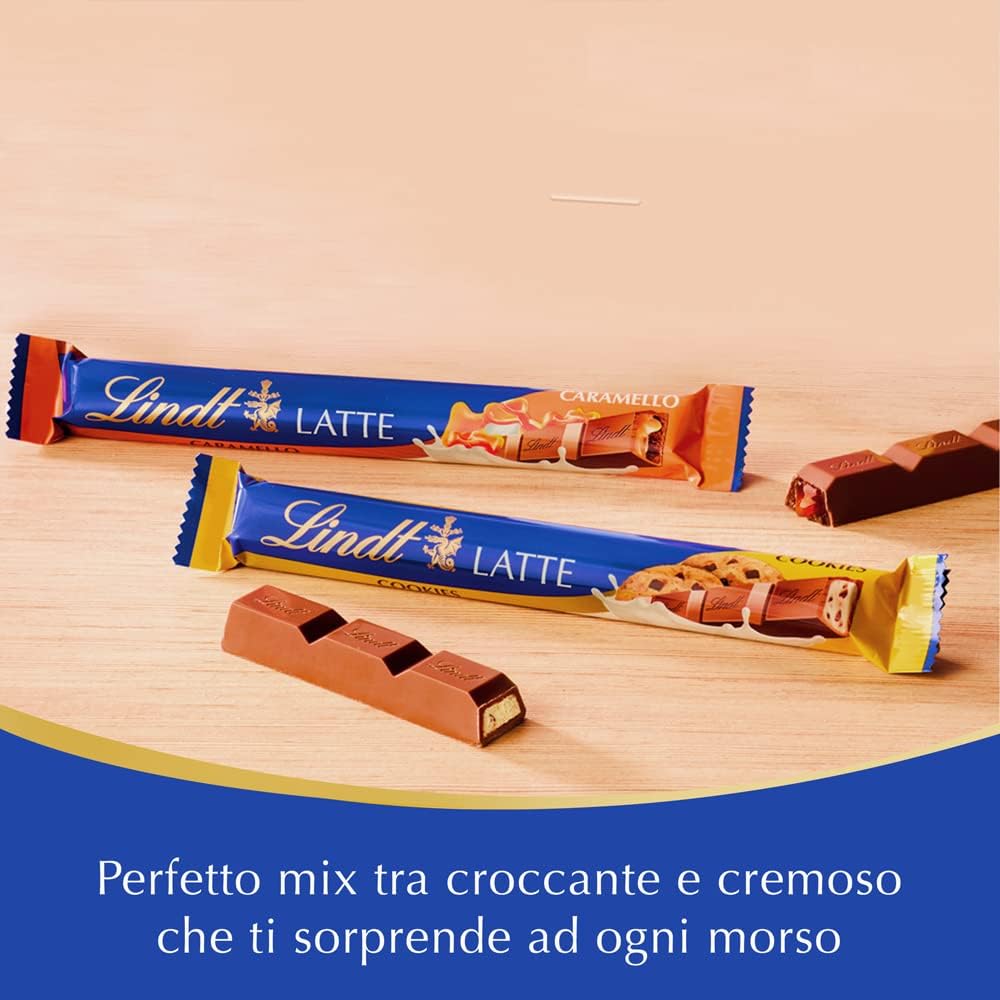 Lindt Lindor Snack Barretta di Cioccolato al Latte e Biscotti, Formato 38g