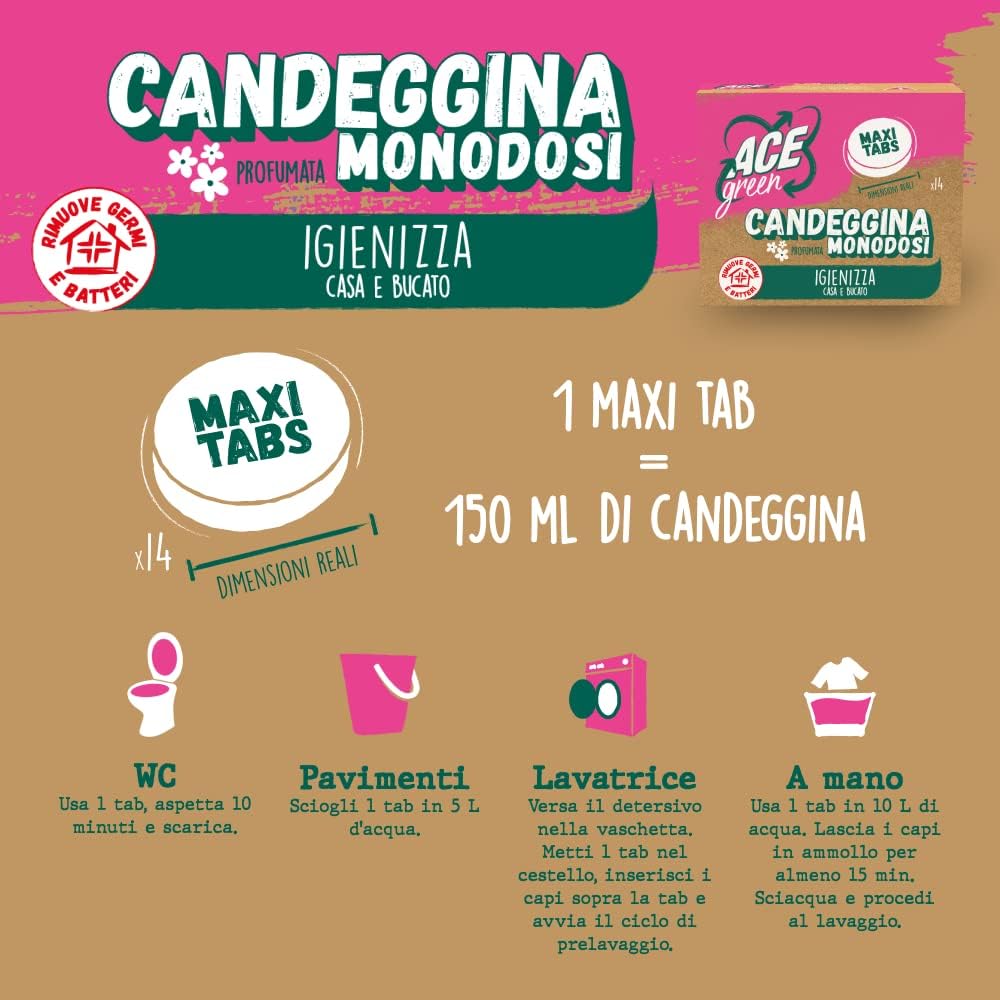 ACE CANDEGGINA GREEN MONODOSE, Confezione da 14 tabs