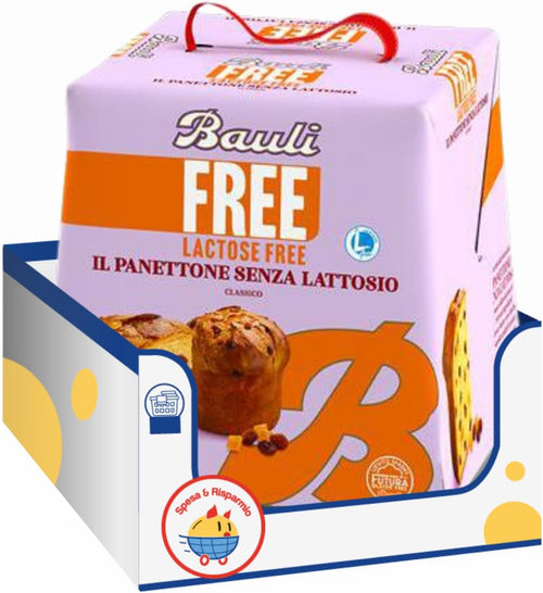 Bauli Panettone Originale – Senza Lattosio – 700g – Dolce di Natale Tradizionale per Intolleranti – Soffice e Profumato (1 pezzi)