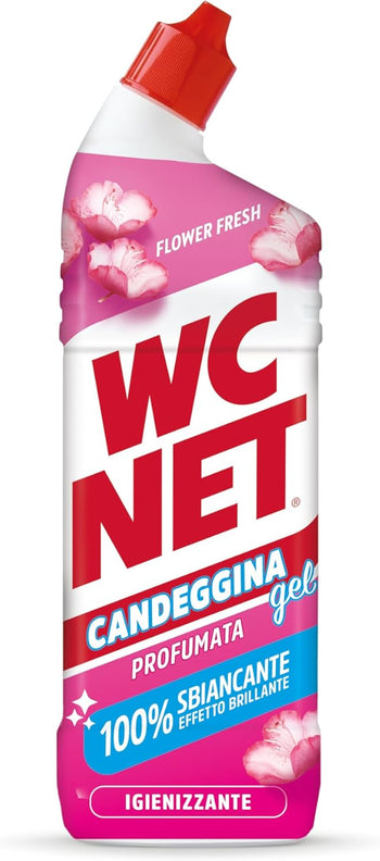 Wc Net - Candeggina Gel Profumata, Detergente per Sanitari e Superfici, Azione Sbiancante e Igienizzante, Fragranza Flower Fresh, 700 ml