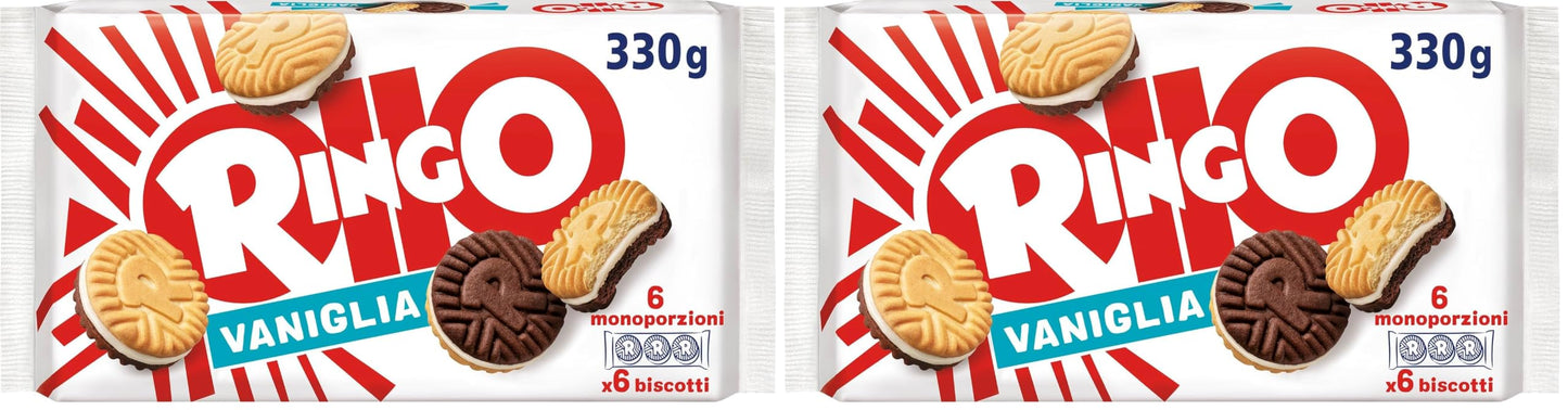 Pavesi Snack Ringo Vaniglia Formato Famiglia, Biscotti Farciti con Crema alla Vaniglia, Snack Dolce per Merenda o Pausa Studio, Confezione da 660 g