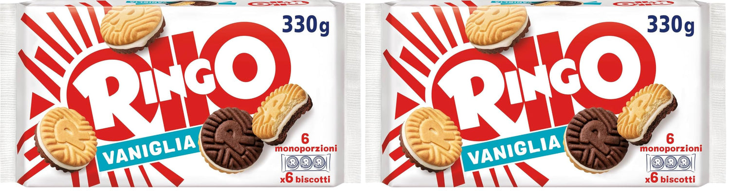Pavesi Snack Ringo Vaniglia Formato Famiglia, Biscotti Farciti con Crema alla Vaniglia, Snack Dolce per Merenda o Pausa Studio, Confezione da 660 g