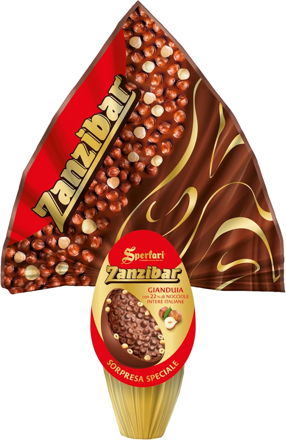 Sperlari - Uovo Cioccolato Gusto Gianduia con Nocciole Intere Italiane - 350 gr