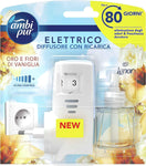 Ambi Pur Oro E Fiori Di Vaniglia Starter Kit Diffusore Elettrico Per Ambienti 20ml, Per Rimuovere Gli Odori