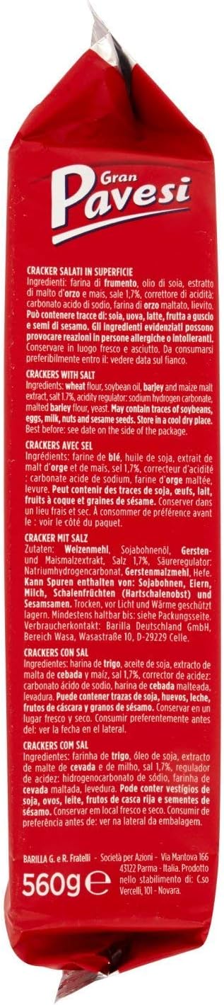 DONAZIONE A BANCO ALIMENTARE - Gran Pavesi Cracker Salati I Classici, Senza Olio di Palma - 18 Pacchetti (560 g)