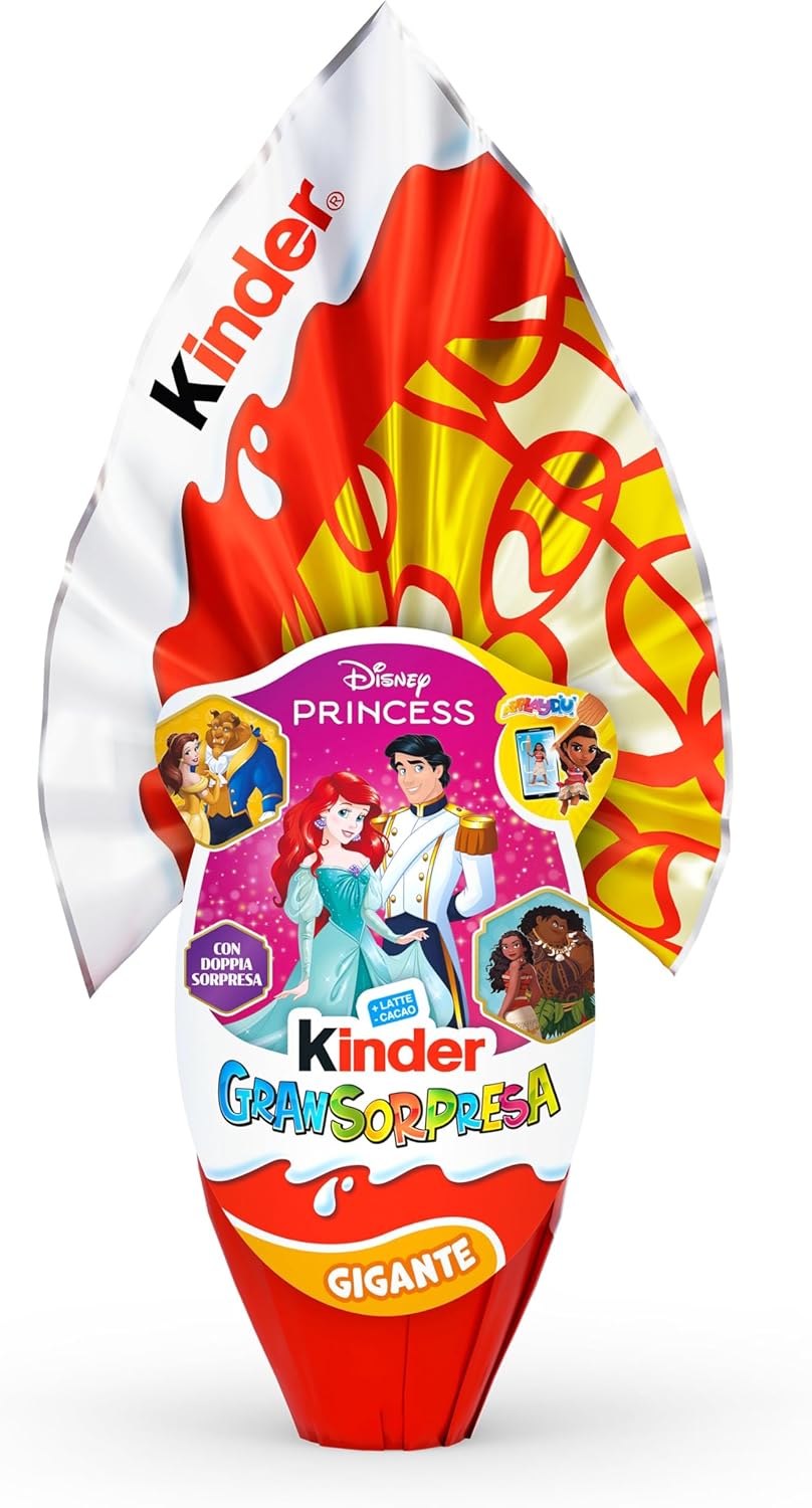 Kinder GranSorpresa Gigante Disney Princess, Uovo di Pasqua Kinder 2026 di Finissimo Cioccolato al Latte, con Doppia Sorpresa Disney Princess, 320 g