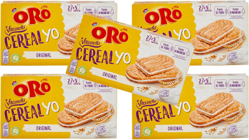 5X Oro Saiwa Vitasnella Cereal Yo Original Biscotti ai Cereali Integrali con Cremoso Yogurt 253g [5 Confezioni]