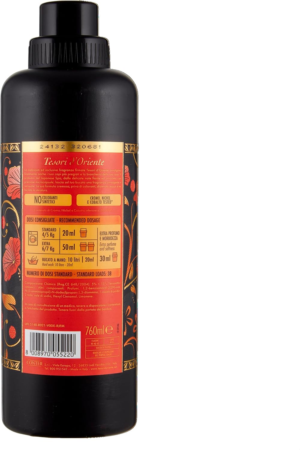 Tesori d'Oriente - Ammorbidente Lavatrice Concentrato Japanese Rituals, dalle Note Soavi di Bergamotto e Patchouli, Fino a 38 Lavaggi, con Preziose Microcapsule Per Capi Morbidi e Profumati, 760 ml