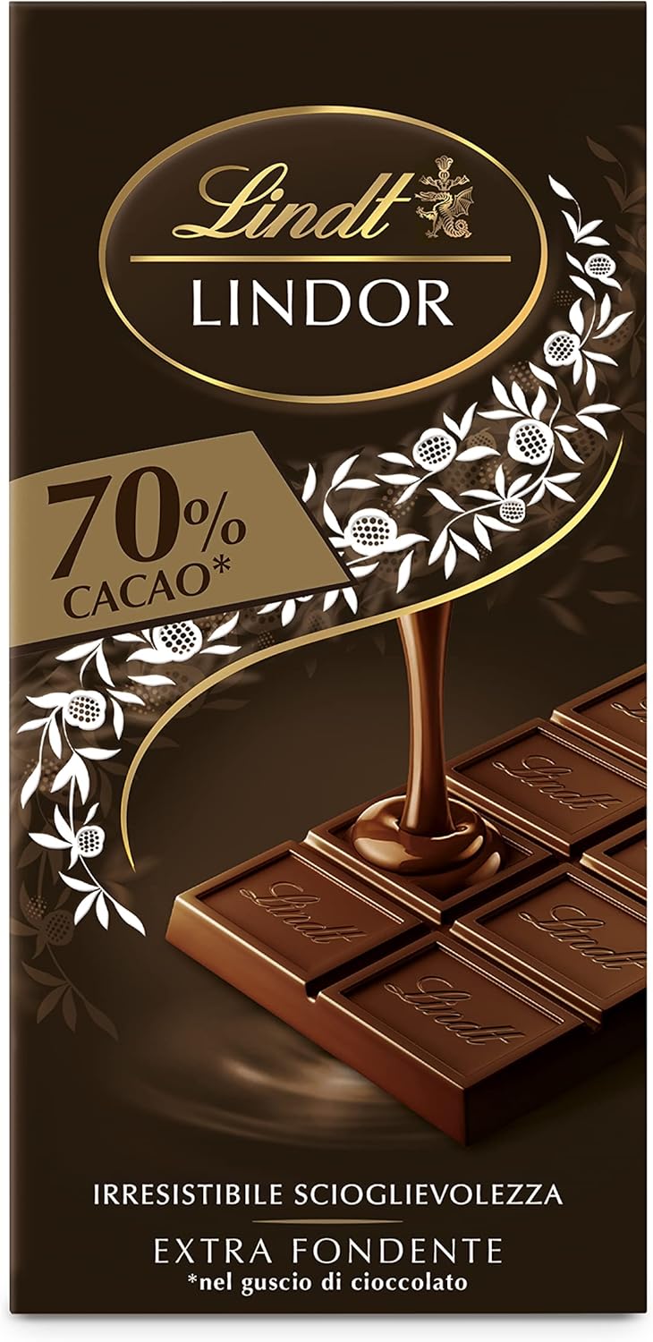 Lindt Lindor Cioccolato Extra Fondente 70% Irresistibile Scioglievolezza, 100g