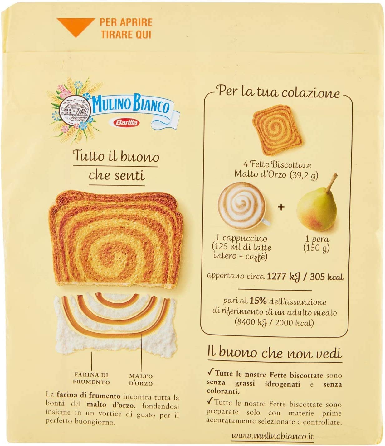 8X Mulino Bianco Fette Biscottate Malto d'Orzo Croccanti e con Farina di Frumento 315g [BOX da 8 Confezioni]