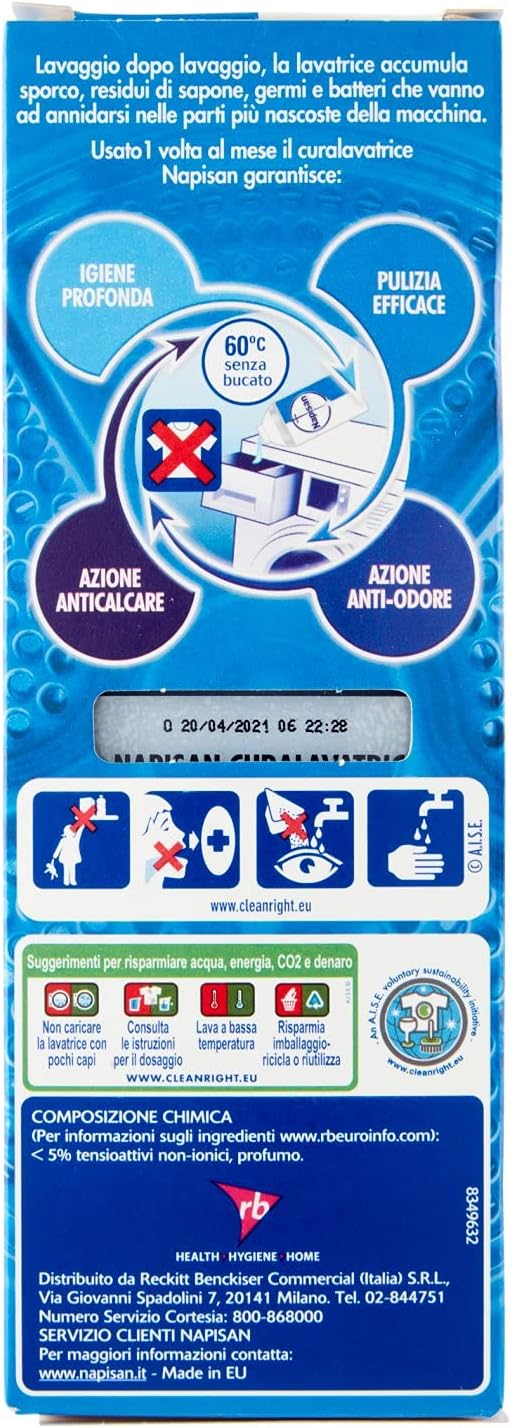 Napisan Additivo Igienizzante Lavatrice contro i Cattivi Odori, Sporco e Calcare, 250ml