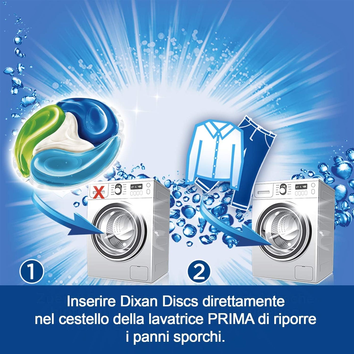 Dixan Discs Detersivo per Bucato Antiodore, 25 capsule