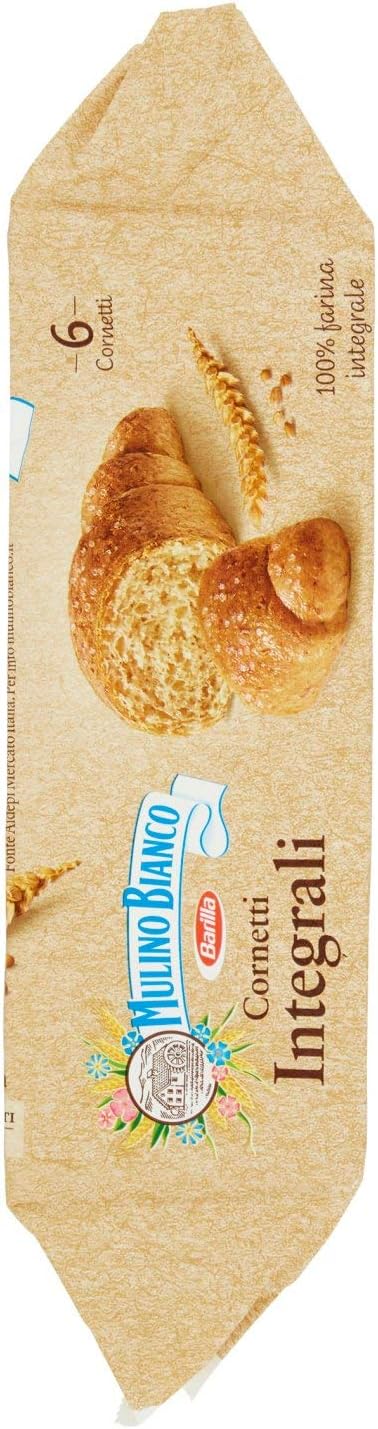 Mulino Bianco Cornetti Integrali per la Colazione e Snack Dolce per la Merenda - 6 Cornetti