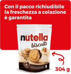 Nutella Biscuits - Croccanti Biscotti con un Cremoso Ripieno di Nutella, con Farina di Frumento e Zucchero di Canna, Ideali come Colazione, Snack e Merenda, Confezione da 304 gr