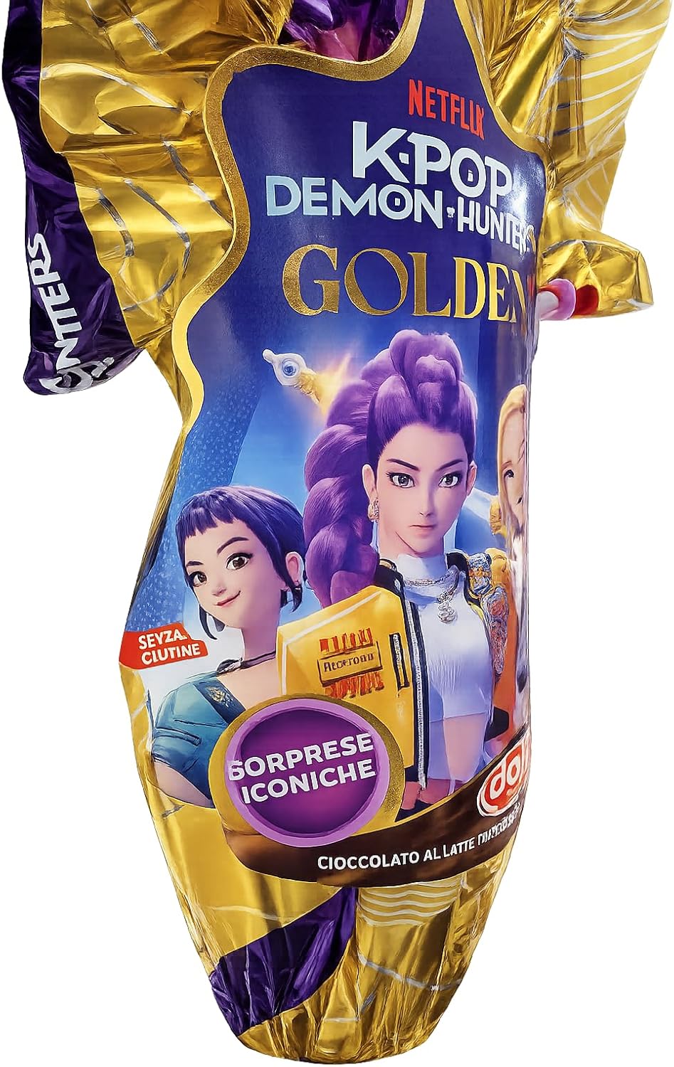 Dolfin Uovo di Pasqua Netflix K-Pop Demon Hunters Golden 250 g Finissimo Cioccolato al Latte Senza Glutine con Sorprese Iconiche Idea Regalo Pasquale per Fan e Collezionisti