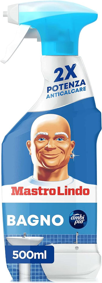 Mastro Lindo Spray Per Il Bagno 500ML. Rimuove I Residui Di Sapone E Il Doppio Del Calcare Rispetto Alla Formula Precedente