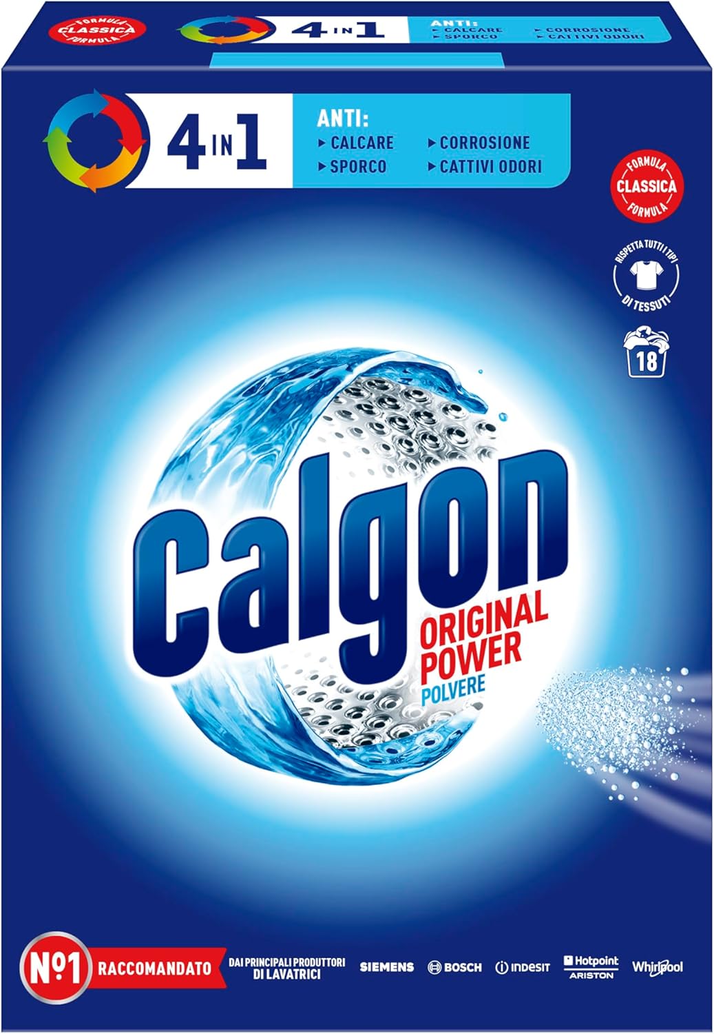 Calgon Power Polvere Anticalcare Lavatrice 4 in 1, 14 Confezioni da 900g di Anticalcare per Lavatrici, Additivo Lavatrice per una Protezione da Calcare, Sporco e Cattivi Odori