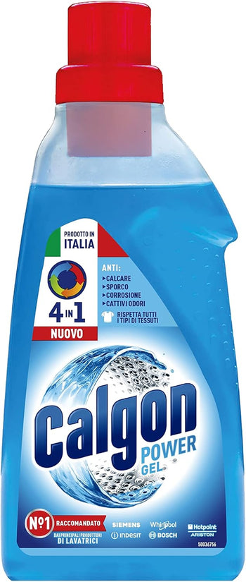 Calgon Power Gel Anticalcare Lavatrice 4 in 1, Anticalcare per Lavatrici, Additivo Anticalcare per Capi Morbidi, 750ml di Additivo per una Protezione da Calcare, Corrosione, Sporco e Cattivi Odori