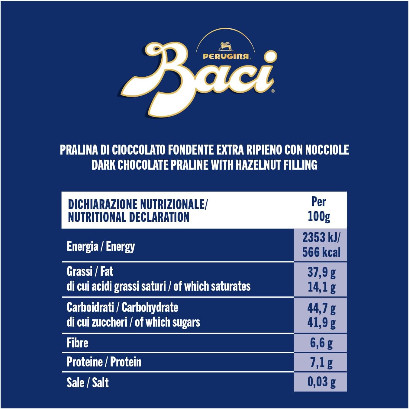 Baci Perugina Cioccolatini Fondenti ripieni al Gianduia, 200g